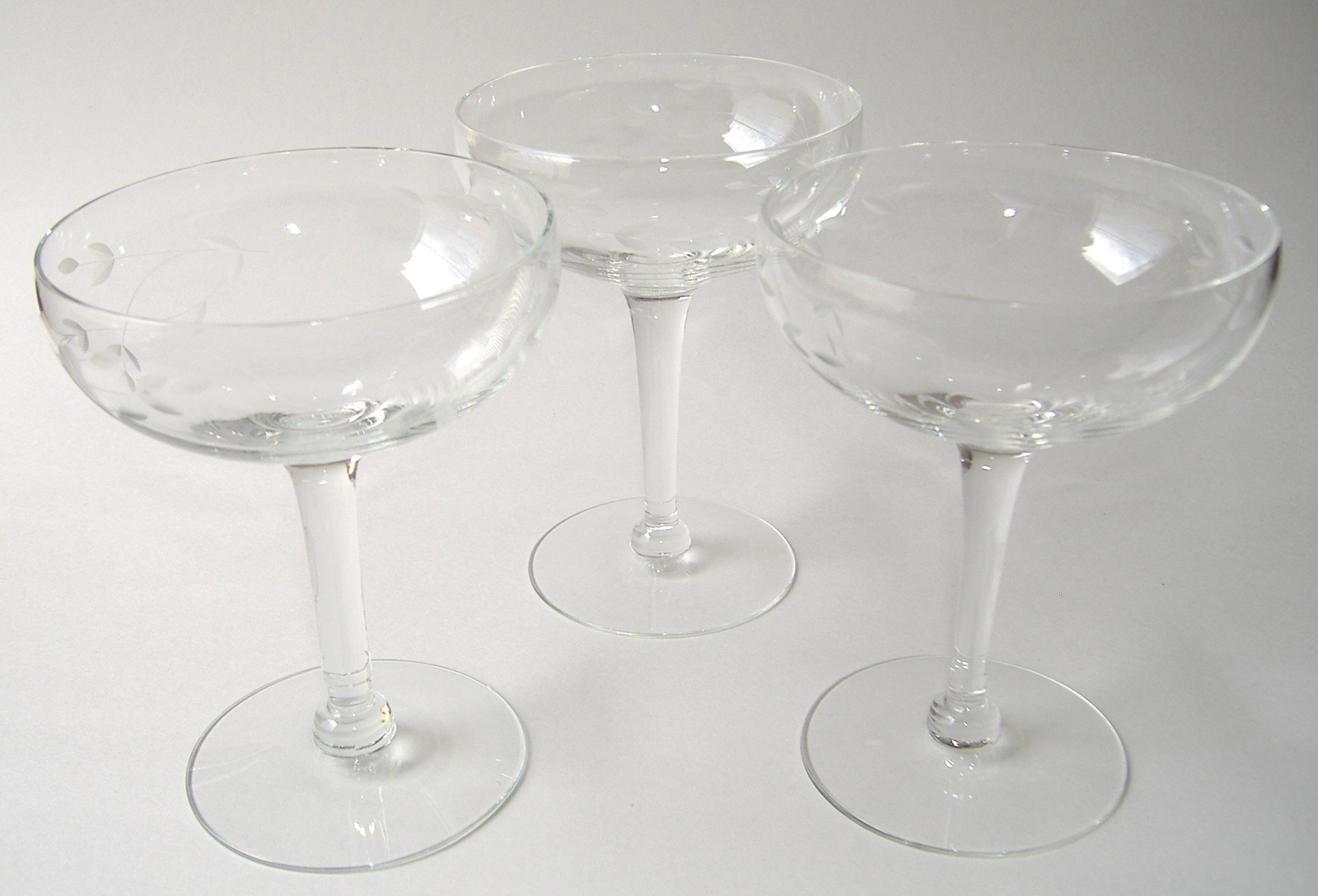 3 Princess House Heritage Champagne Wine Dessert Handblown Crystal Cut