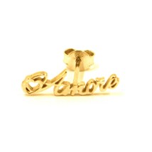 925 Sterling Silver Yellow Earrings, Written Amore, Love, Heart, Made In Italy - $89.00