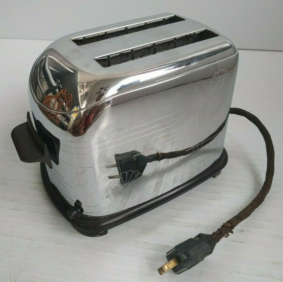 Vintage Toastmaster Toaster 1B6 Automatic Timer 2 Slice Daisy Chrome ...