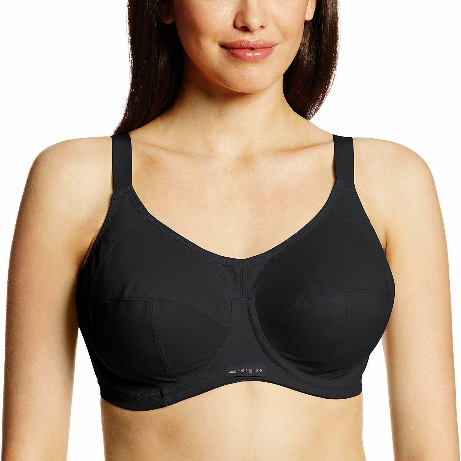 Elomi BLACK Energise Underwire Sports Bra, US 38J Bras & Bra Sets