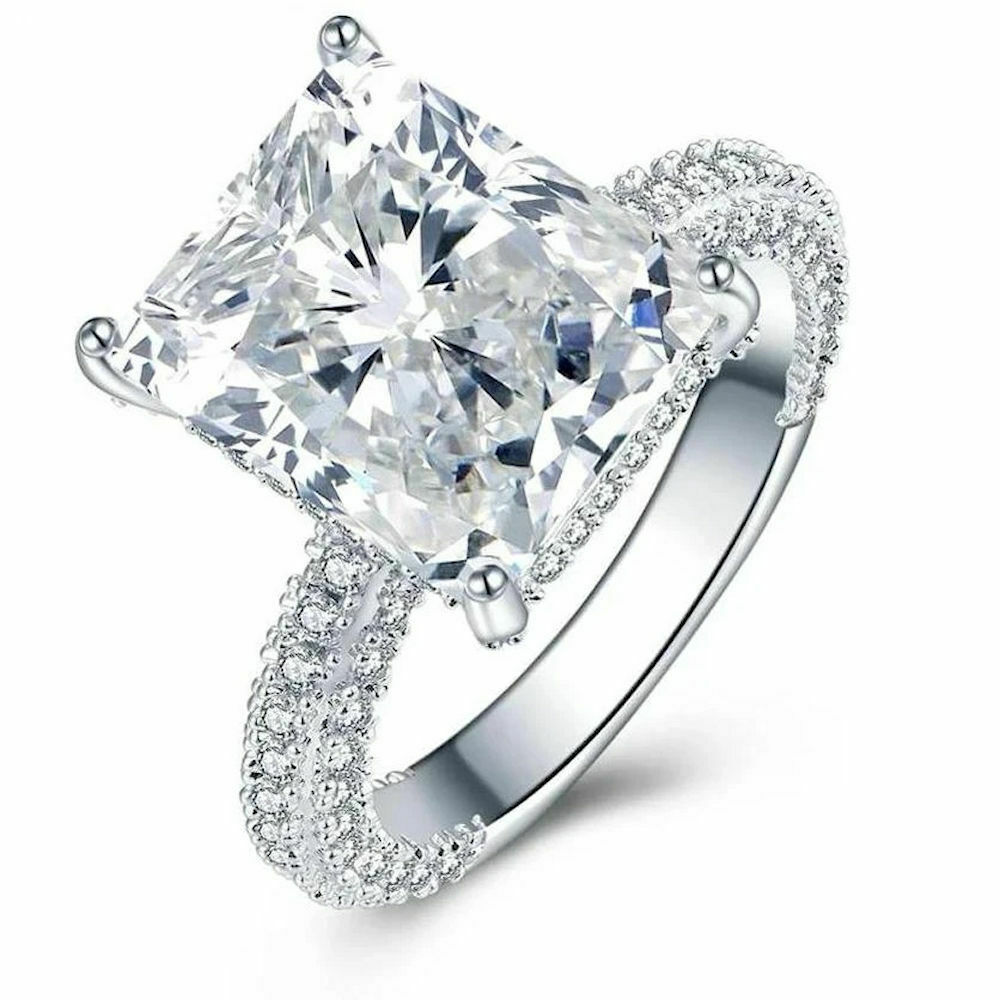 5cttw Emerald Cut AAA CZ Wedding Engagement Ring Band Women's Size 5-10
