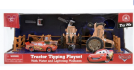 Disney Parks Cars Land Tractor Tipping Playset with Mater and Lighting McQueen