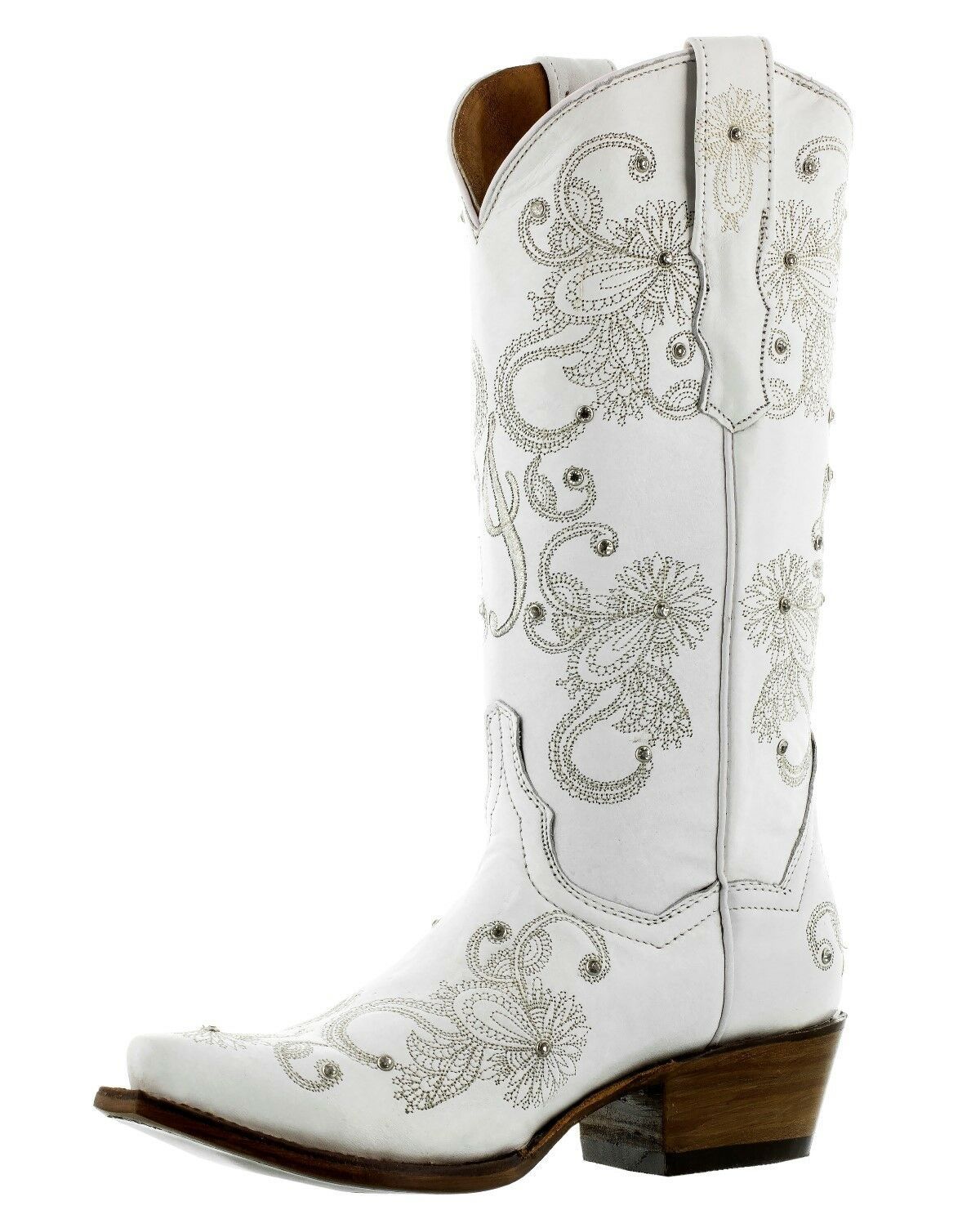 Cowboy Boots Women Wedding I Do Rhinestones Floral Paisley White Snip ...