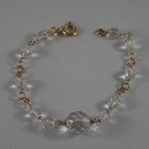 .925 RHODIUM SILVER ROSE GOLD PLATED BRACELET WITH TRANSPARENT CRYSTALS image 1