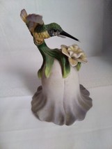 Vintage Avon Hummingbird Porcelain Bell Flower Collectible Floral Detail... - $7.84