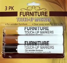 3 Pack Furniture Touch-Up Markers Light Medium Dark Repair Scratches Scuffs - $5.89