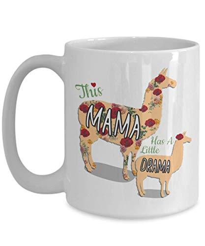 PixiDoodle Mother's Day Mama Llama Coffee Mug (15 oz, White)