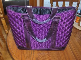 Marc Jacobs Tote Bag Quilted Purple Flawed Handles - $39.97