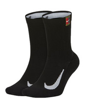 Nike Court Heritage Multiplier Max Crew Tennis Socks 2pcs Black NWT SK01... - $33.21