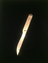 Vintage 60s brass letter opener/ruler marked The Drolson Company