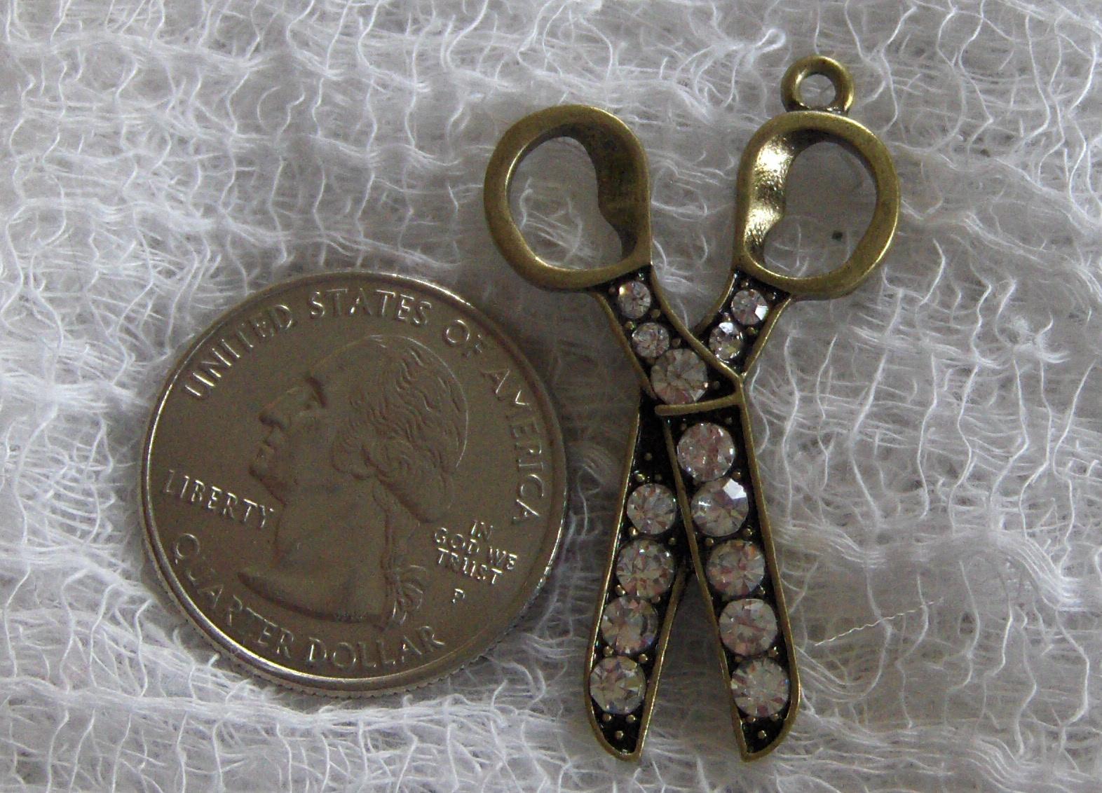 Scissors Charm with Rhinestone Accents Charms & Charm Bracelets