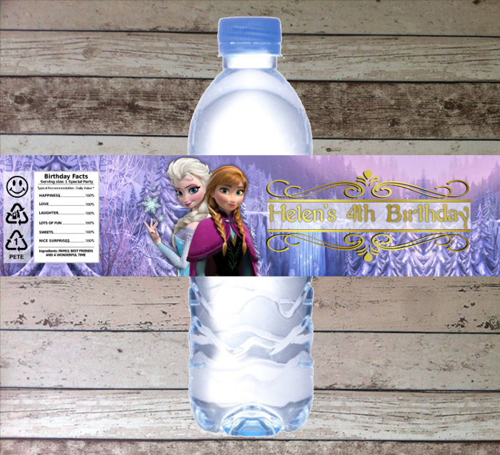 Disney Frozen Personalized Water Bottle Label Digital File Favors