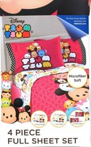 Disney Tsum Tsum Soft 4 Piece Full 1 Fitted & 1 Flat Sheet Set & 2 Pillowcases