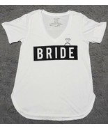 Mighty Fine White Black BRIDE Short Sleeve V Neck Tee Shirt Womens Sz Sm... - $17.99