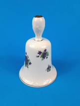 Purple Floral Porcelain Bell VTG 1980&#39;s Lefton 2839 Dinner Service Call ... - $5.87