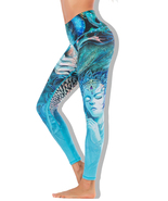 Mermaid Vivd Color 7/8 Women Yoga Pants Leggings Sports Gym Run Fitness ... - $21.90