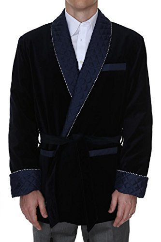 Duke & Digham Men's Smoking Jacket Bartholomew Navy X-Large - Fashion