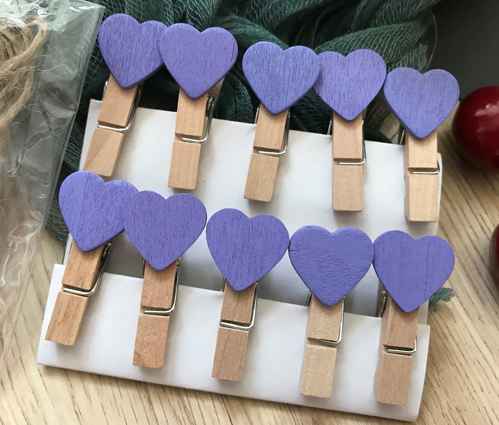Heart Purple Clothespin,30pcs Wooden Paper Clips,Gifts Wedding Favor Decorations