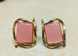 Coro Pink Gold Tone Clip On Earrings 1&quot;  - $9.89