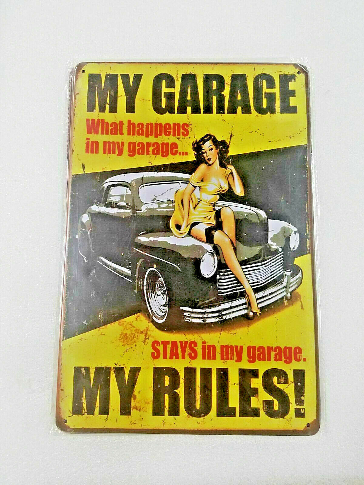 Auto Car My Garage My Rules Pinup Pin Up Girl Usa Metal Sign Sexy Girl Garage Plaques And Signs