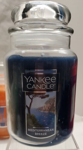 Primary image for Yankee Candle MEDITERRANEAN BREEZE Large Jar 22 Oz Blue Housewarmer New retired