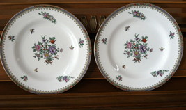 Spode 2 Bone China 9-in Luncheon Plates Lowestoft Flowers Floral Gold Ri... - $19.00