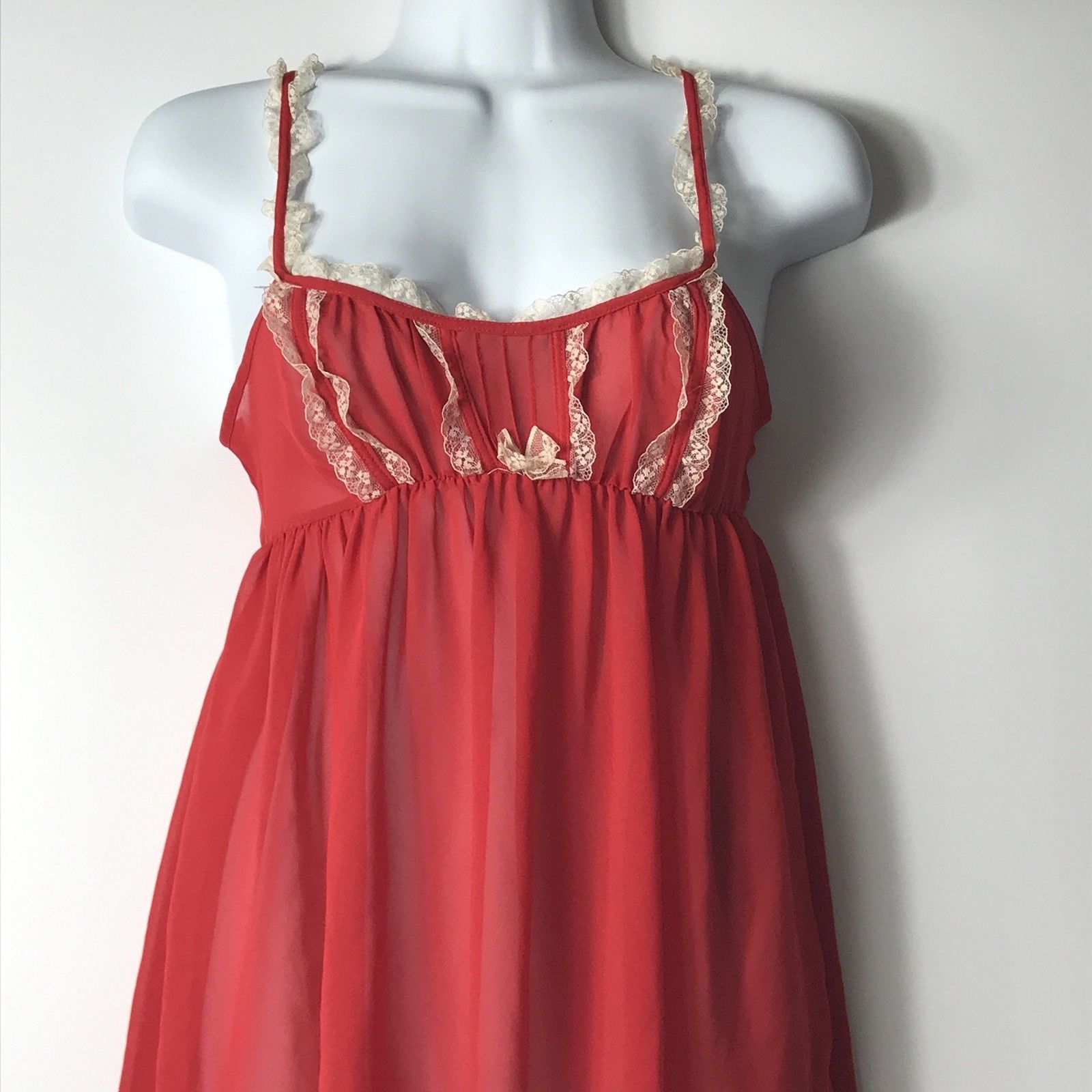 Victoria Secret Women XS Extra Small Sexy Chiffon Baby Doll Slip Sheer