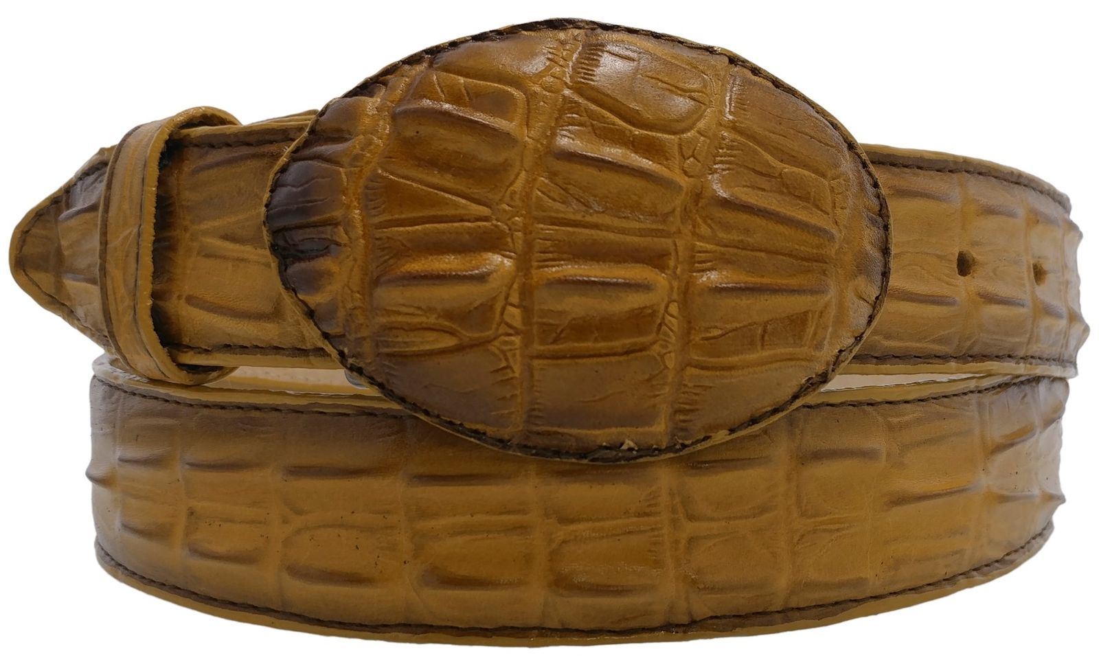 Mens Sand Beige Genuine Crocodile Skin Leather Western Rodeo Cowboy Belt Size 42