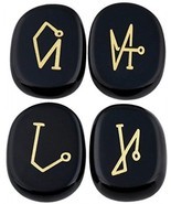 Rockcloud Healing Crystal 4pcs Engraved Angel Symbol Palm Stones Reiki Agate - $32.91