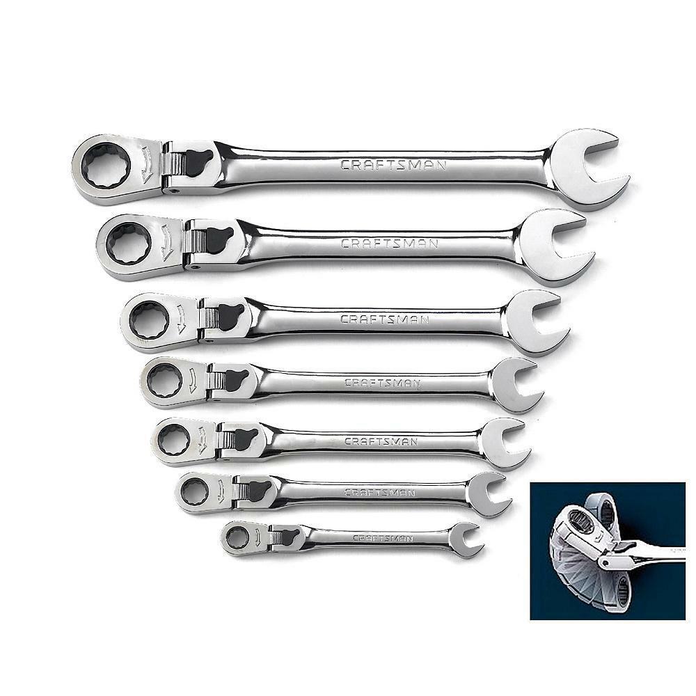 Craftsman 7 Piece Metric Flex Head Ratcheting Wrench Set 8 19mm
