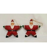 Pair Star Shaped Santa Christmas Ornament Wooden 4.5&quot;  - $19.99