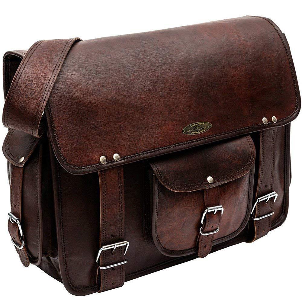 Vintage Rugged Leather bag Men's Briefcase Laptop Messenger Shoulder ...