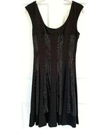 NEW BCBG Maxazria Sz S Fit Flare Stretchy Full Skirt Sparkly Black Jerse... - $19.79