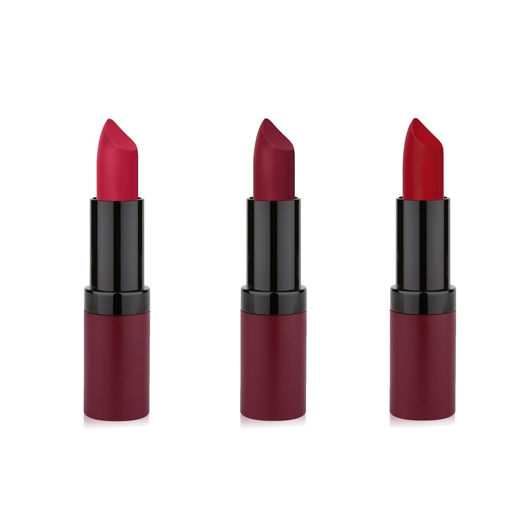 GR Cosmetics Velvet Matte Lipstick 3 Piece Red Set, Enriched With Vitamin E