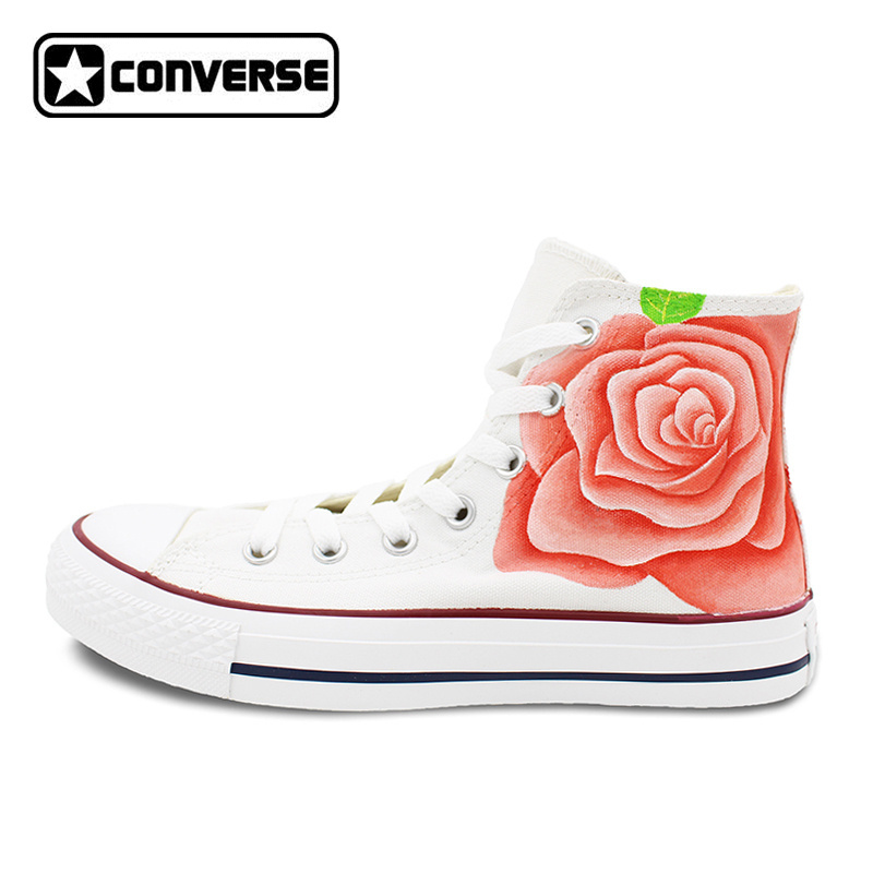 Women Sneakers Converse Chuck Taylor Original Design Pink Rose Flowers ...