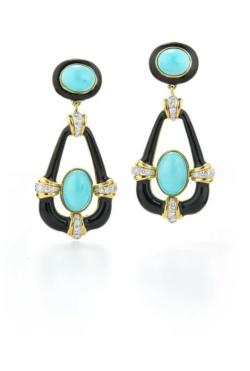 Fashion Drop Earrings for Women Gold Filled Jewelry Turquoise A Pair/set