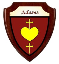 Adams Irish Coat of Arms Shield Plaque - Rosewood Finish - $44.00