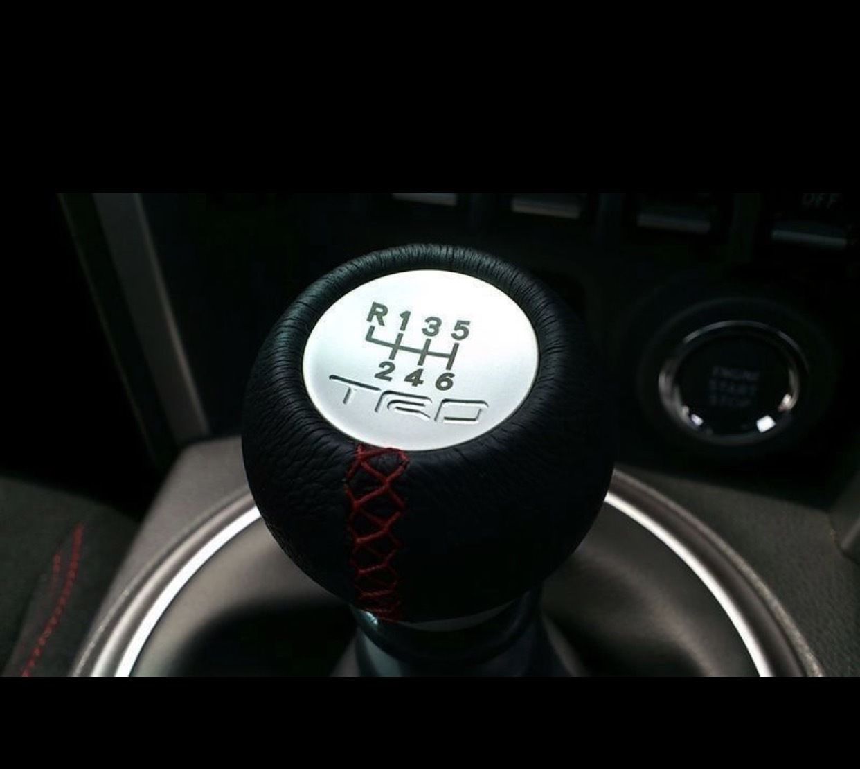 Toyota TRD, Gear, Shift Knob, Black Leather, Red Stitch, 6 Speed, GT86