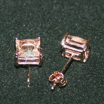 2.50ctw Princess Morganite Stud Earrings 14k Rose Pink Gold over 925 SS - $77.66