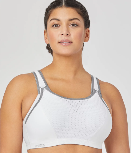 Glamorise White Grey Elite Performance Sports Bra Us 36h Uk 36ff