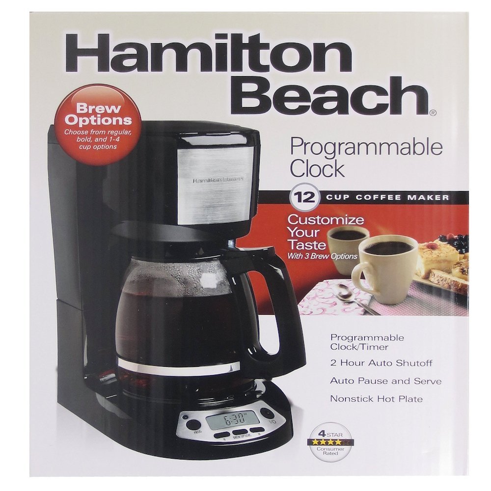 Hamilton Beach 12 Cup Programmable Coffee Maker Model 49615, Black, NEW