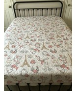 Full Queen Quilt Bedspread Coverlet Paris Shabby Romantic White Pink Eif... - $93.49