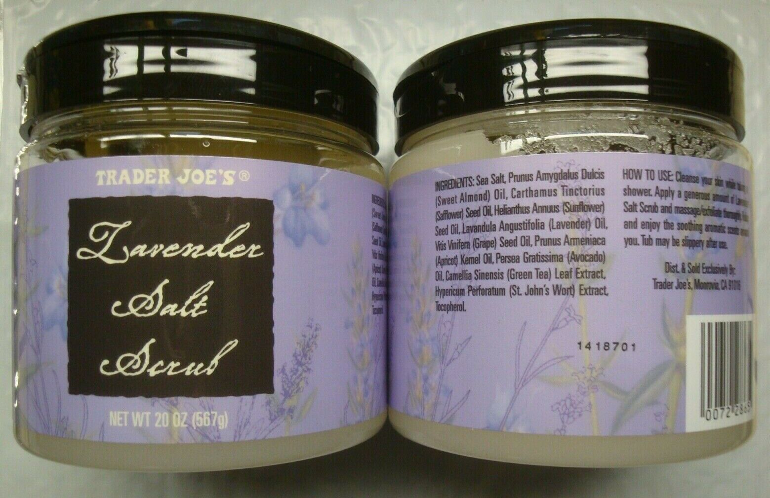 New and Sealed Trader Joe's Lavender Salt Scrub 20 oz each Qty 2