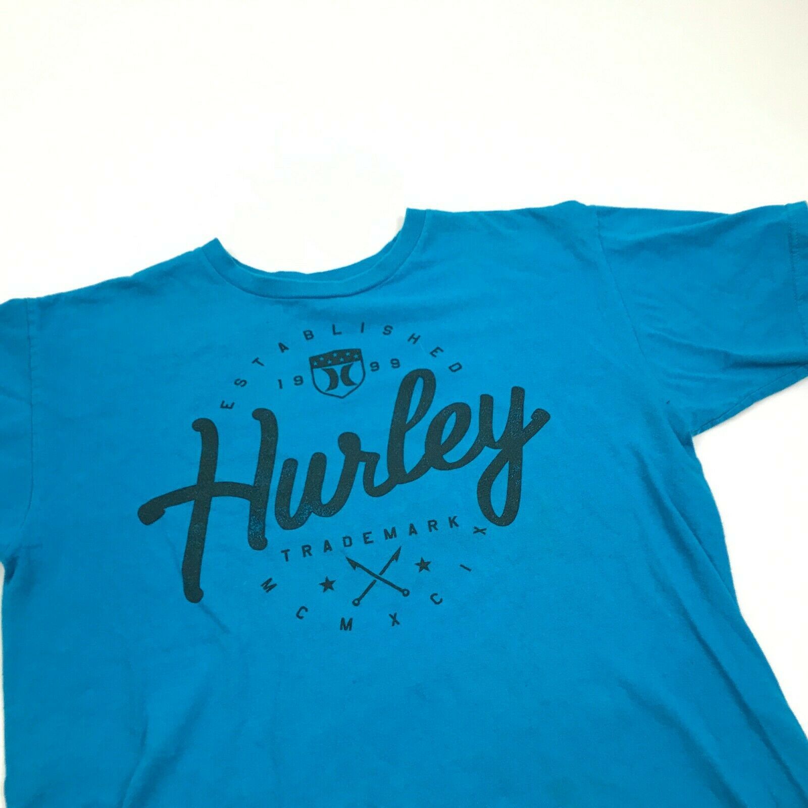 Hurley Trademark Shirt Men's Size M Medium Blue Classic Fit Script ...