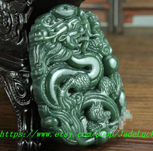 Real jade, Chinese Dragon amulet pendant natural charm natural jade pend... - $28.99