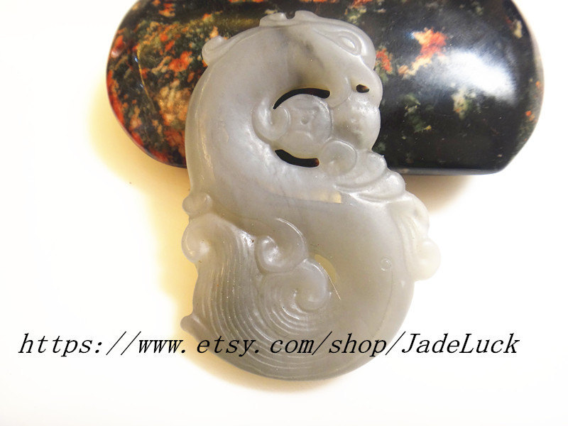 Primary image for Free shipping----------Natural jade, hand-carved ancient Chinese dragon pendant