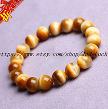 perfect Natural Yellow tiger eye STONE Prayer Beads charm bracelet Mala - $26.99