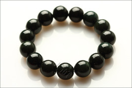 Natural dark green jade beads jade beaded charm bracelet - $22.99