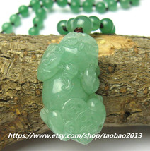 Natural green Ock sub Pi Yao charm pendant necklace - $26.99
