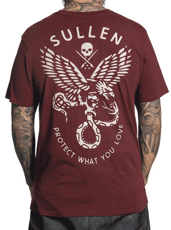 Sullen Art Collective Engage Eagle Eating Snake Tee Shirt Burgundy ...